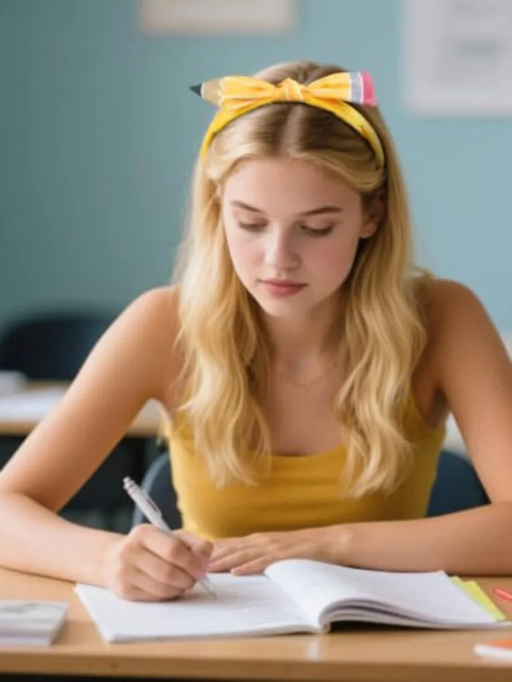Back to School Pencil Headband with Bow Hair Accessory for Women